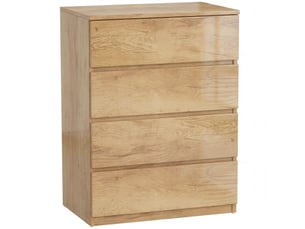 Commode 4 tiroirs sans poignées mdf coloris naturel 60 x 40 x 80 cm