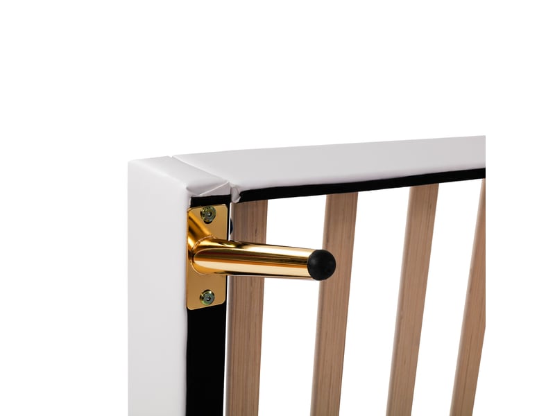  Lit enfant simple 90x200 cm avec led et tête réglable, similicuir, blanc, sans matelas  - Conforama R