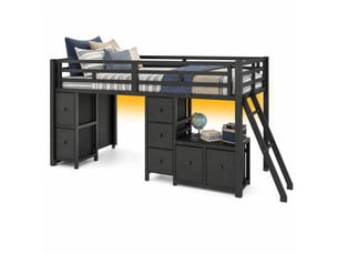 Lit mezzanine 90x200 cm ULQENI   coloris noir
