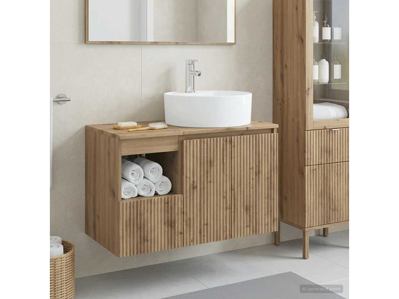  Ensemble de mobilier de salle de bain 2 pc chêne artisanal cf64067  - Conforama B