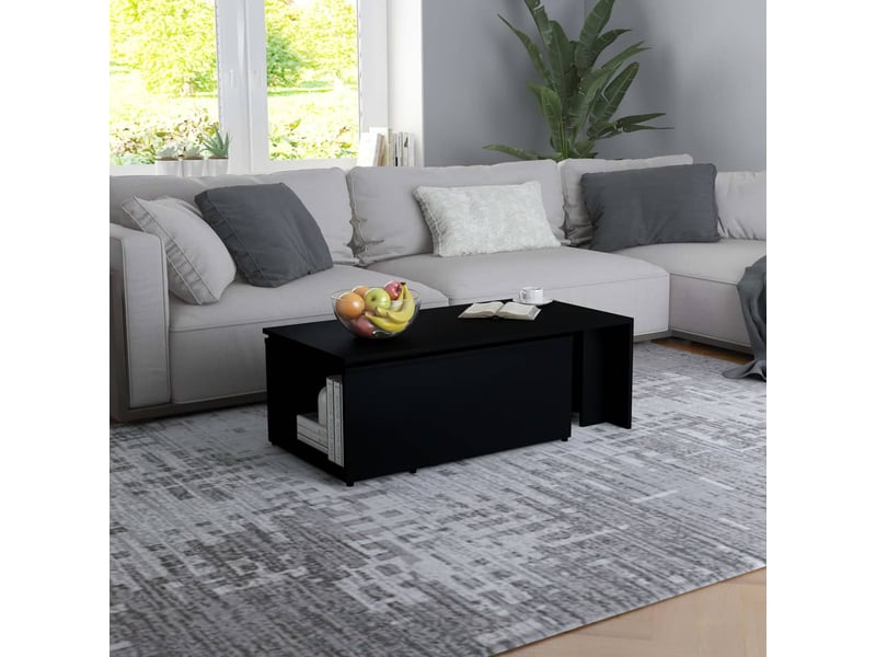  Table basse rectangulaire | table de salon noir 150x50x35 cm bois d'ingénierie  - Conforama C