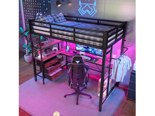Lit mezzanine 90x200 cm MEUBLIV coloris noir