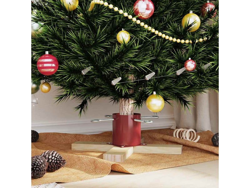  Pied de sapin de noël rouge 50 x 50 x 16 cm bois de pin massif  - Conforama D