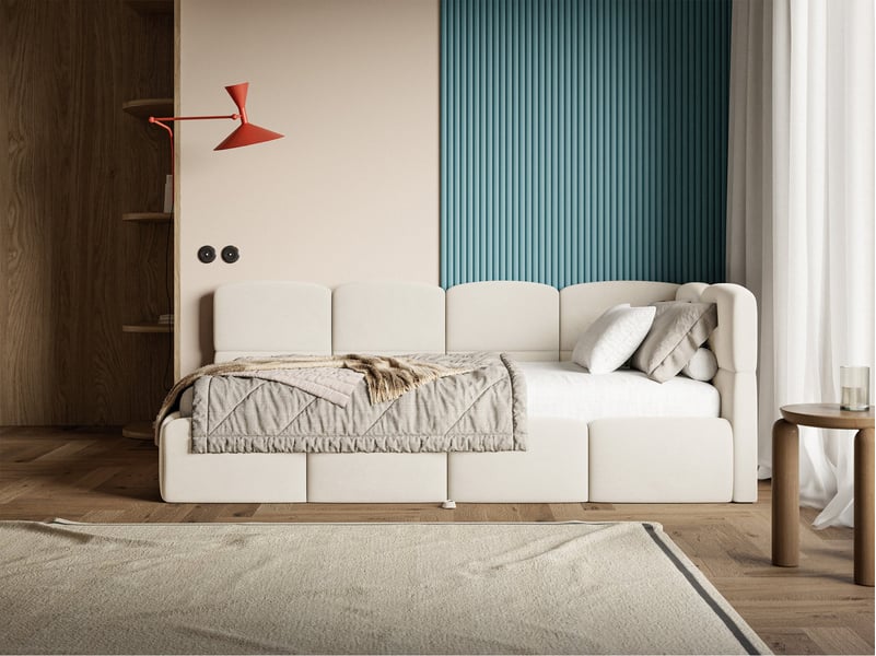  Selsey cloudy - lit rembourré - 170x185 cm - velours crème - côté droit Cloudy - Conforama B
