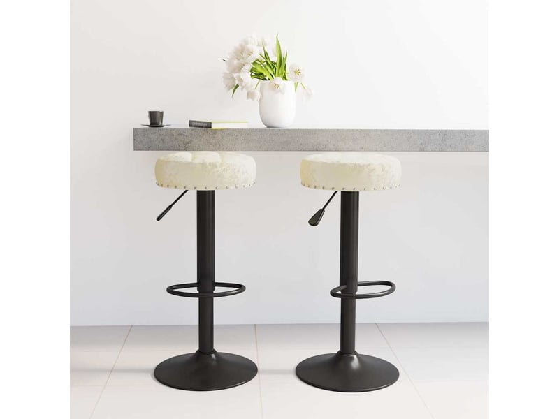  Lot de 2 tabouret de bar, chaise de bar crème velours shl2802  - Conforama B