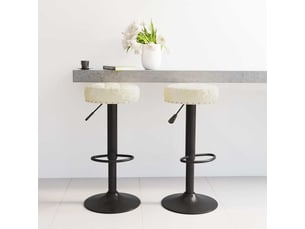 Lot de 2 tabouret de bar, chaise de bar crème velours shl2802