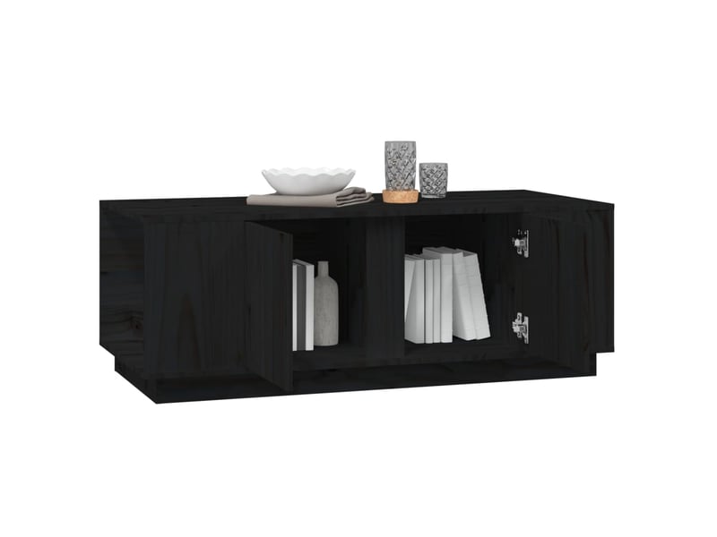  Table basse rectangulaire | table de salon noir 110x50x40 cm bois massif de pin shl1777  - Conforama D