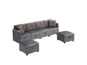 Canapé modulable en u 6 places avec rangement velours gris