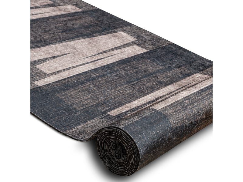 Tapis de couloir antidérapant lotus veneto 60910 rayures, géométriques marron lavable 100 cm 100x810 cm - Conforama B