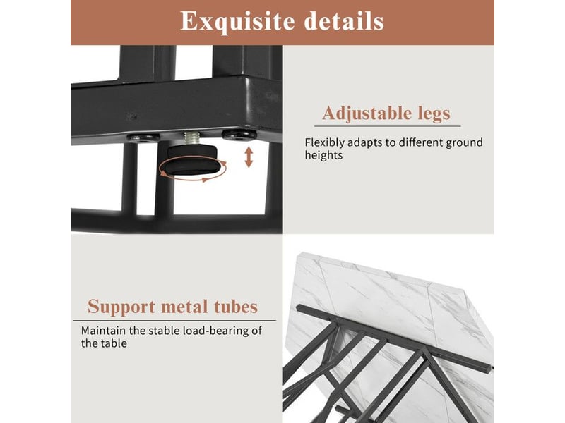  Table à manger hexagonale moderne – plateau en mdf marbré &amp; structure métal noir –style élégant pour salonsalle à manger bicolore - Conforama D