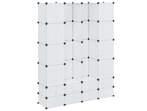 Boîte de rangement modulable avec 18 compartiments blanc 37x146x180,5 cm