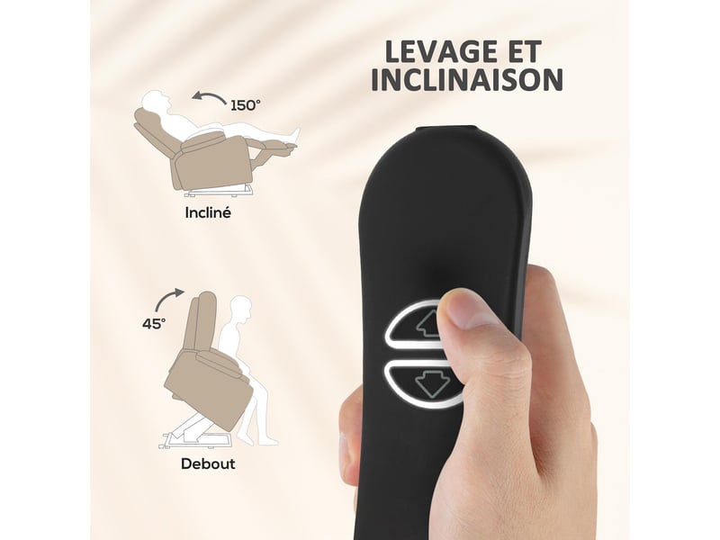  Fauteuil releveur électrique massant et chauffant en tissu 93x104x100 cm  - Conforama D