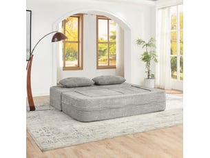 Canapé modulable 199x194x39 cm convertible sans montage tissu gris clair