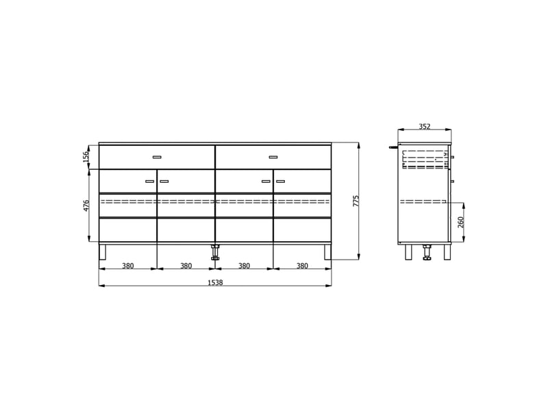  Buffet barich, enfilade 3 étagères, 154x35x78h cm blanc Barich - Conforama D
