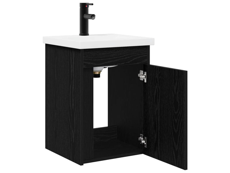  Meuble de rangement salle de bain avec robinet chêne noir shl2786  - Conforama D
