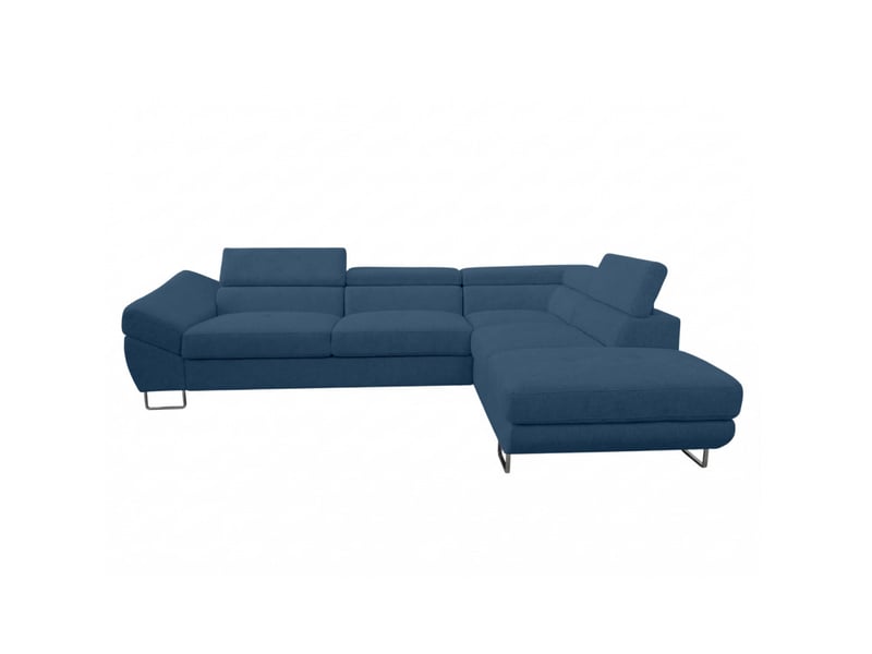  Canapé d'angle cassiope convertible avec coffre en tissu - bleu foncé - angle droit CASSIOPE - Conforama A