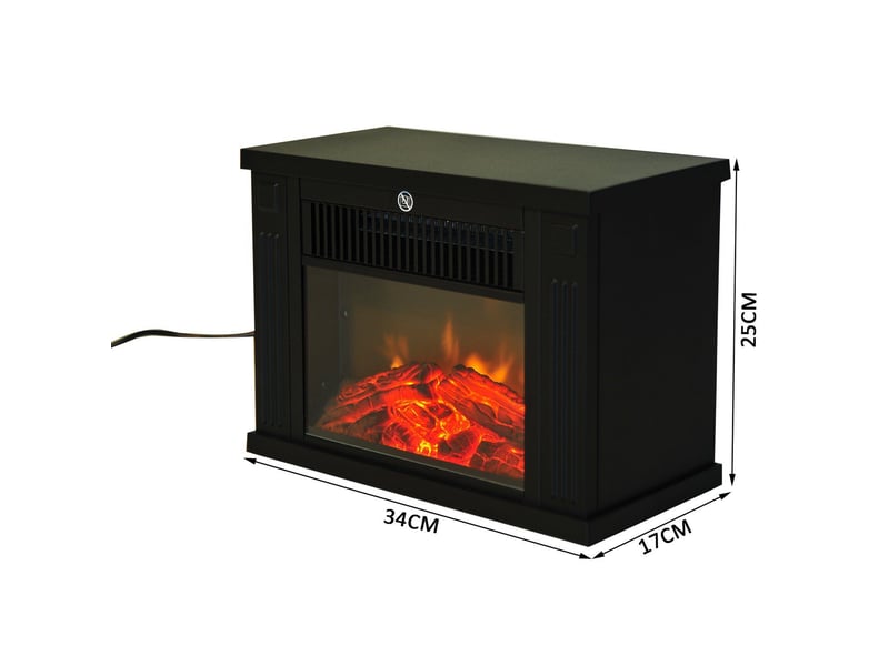  Cheminée électrique à poser avec effet flamme, 6001200 w, 10 à 15 m², noire  - Conforama E
