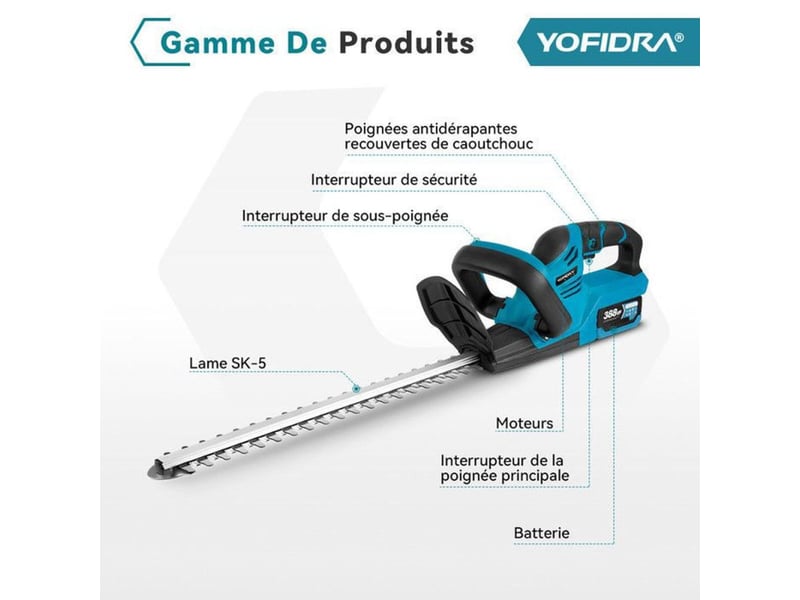  Taille haies sans fil 55 cm lame double 500w 9000-13000 tr min 307235_AAAMF68373_6_DROPFR - Conforama B