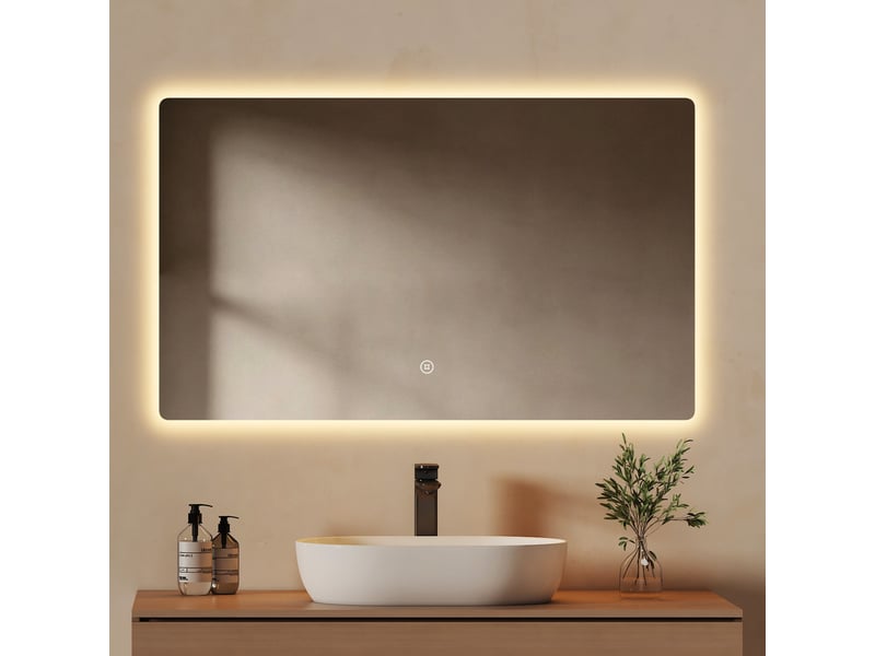 Emke miroir led salle de bain rétroéclairé 60x100 cm, interrupteur tactile, fonction mémoire, 3 couleurs - Conforama B