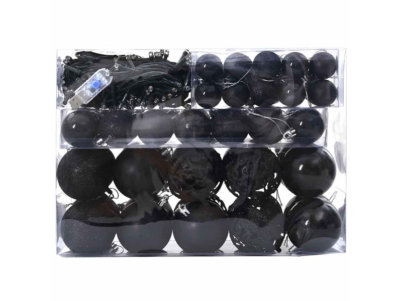  Ensemble de boules de noël 61 pcs 150 led blanc chaud ø 6 cm  - Conforama C