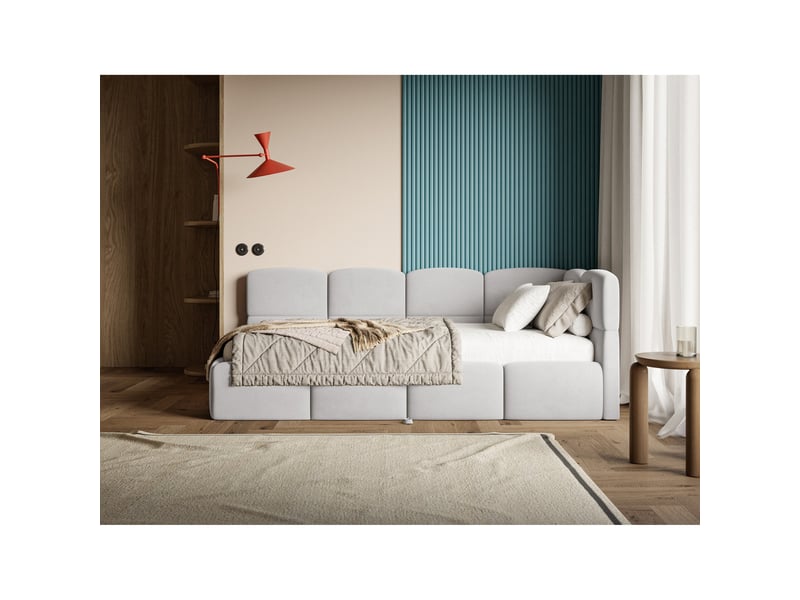  Selsey cloudy - lit rembourré - 170x185 cm - velours gris clair - côté droit Cloudy - Conforama B