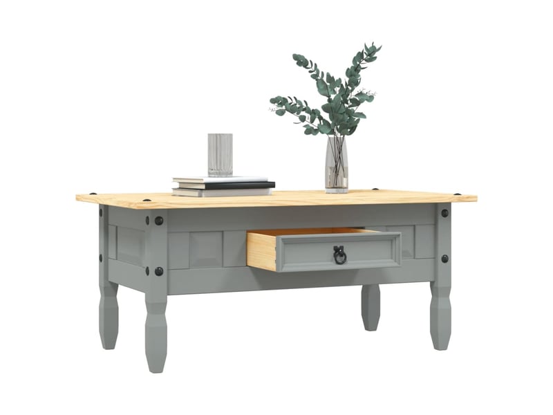  Table basse | table de salon pin mexicain gamme corona gris 100x55x44 cm  - Conforama C
