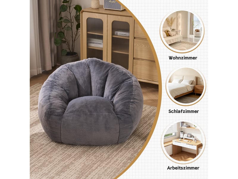  Pouf gris clair 98x98x60 cm en polyester, mousse mémoire et haute densité, dossier et coutures doubles  - Conforama D