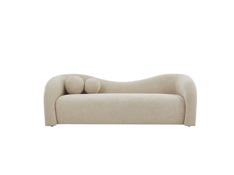 Canapé droit fixe bacala 3 places tissu chenille taupe  - Conforama A