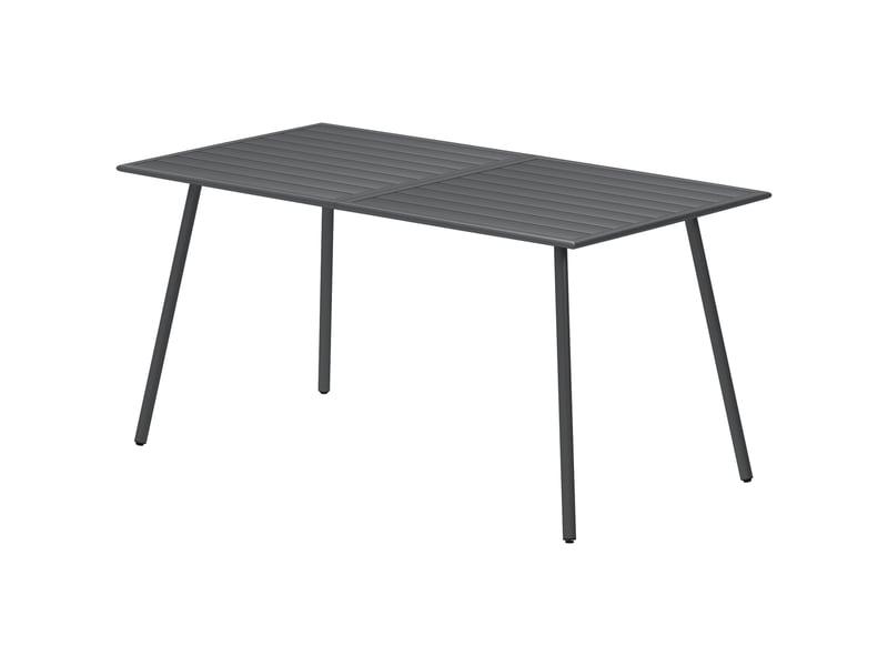 Table à manger de jardin pour 6 personnes avec plateau à lattes, 150x80x74cm, gris - Conforama A
