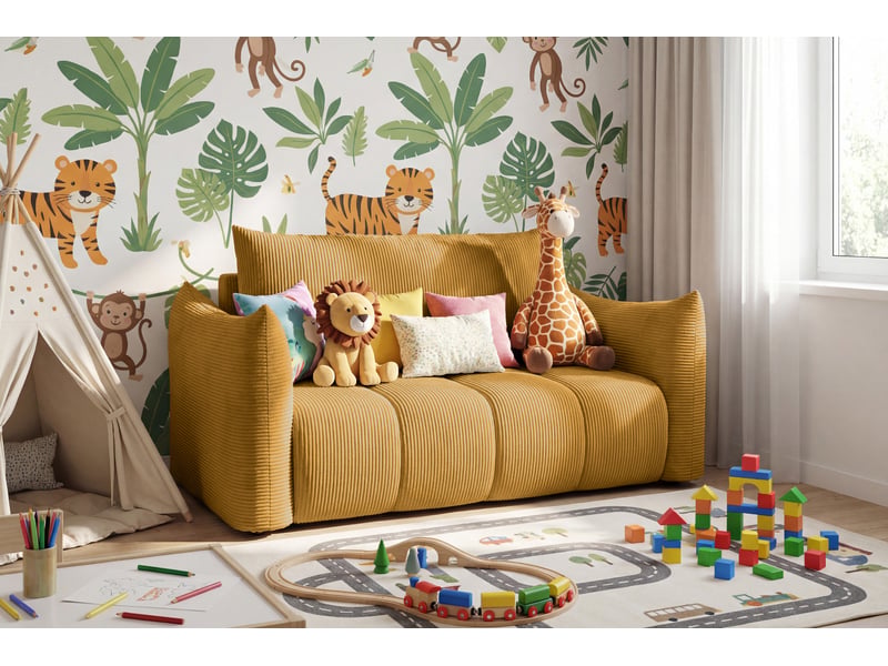  Canapé américain flo, avec fonction couchage, pour enfants, poso, moutarde (01)  - Conforama B
