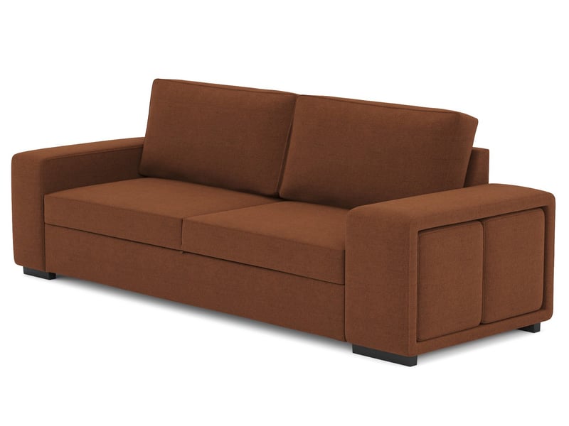 Canape droit convertible 3 places ZACK coloris terracotta - Conforama C