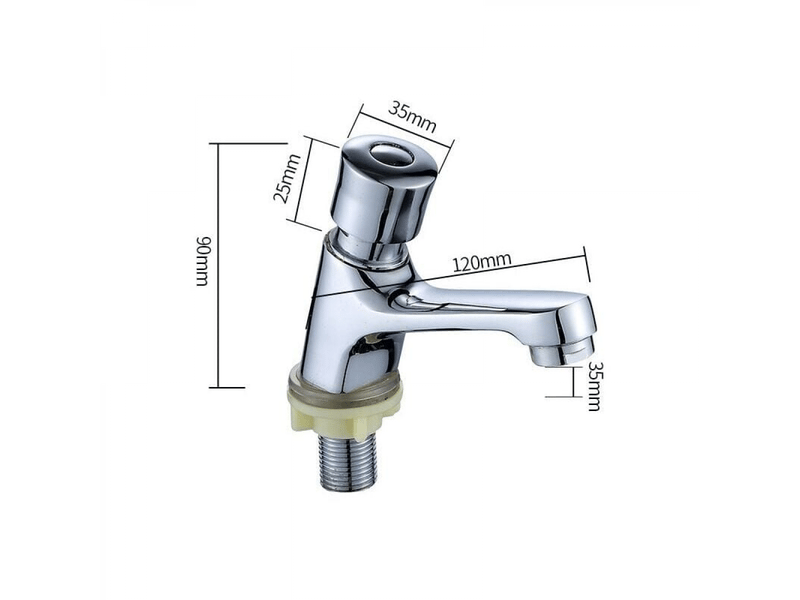  Robinet à fermeture automatique chromé avec économie d'eau, robinet d'évier, robinet de lavabo, cuisine, salle de bain, pub  - Conforama E