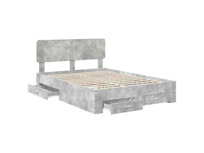  Lit double- lit adulte -  cadre de lit gris béton 150 x 200 cm bois d'ingénierie  - Conforama D