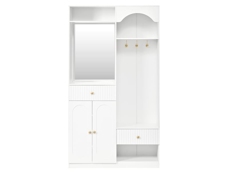 Portemanteau avec banc et rangement 100 x 180 cm en mdf blanc - Conforama D