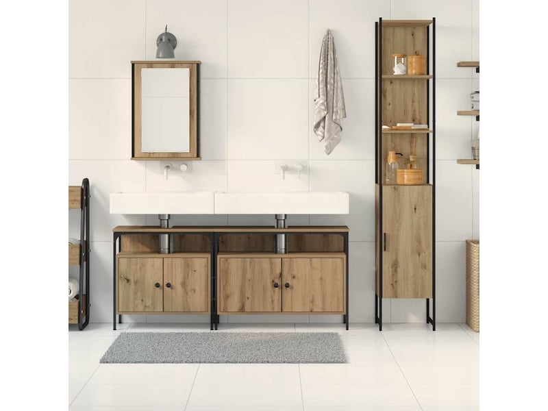  Ensemble de mobilier de salle de bain 4 pc chêne artisanal cf64502  - Conforama D
