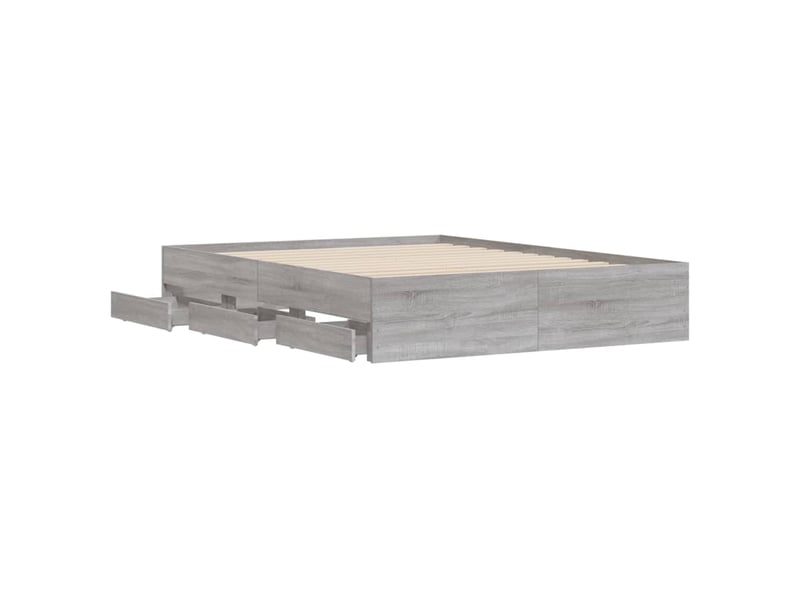 Lit double- lit adulte - cadre de lit avec tiroirs sans matelas sonoma gris 150x200 cm - Conforama D
