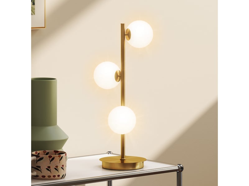  Lampe à poser dorée à 3 globes crème, douilles g9 25 w, 53 cm pour salon et table de chevet  - Conforama D