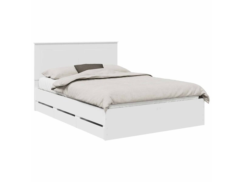  Lit double- lit adulte -  cadre de lit avec tiroir blanc 150 x 200 cm bois ingénierie  - Conforama A