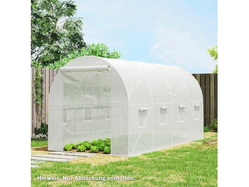  Housse de rechange pour serre 400x200x200 cm étanche avec porte et 8 fenêtres blanc  - Conforama B