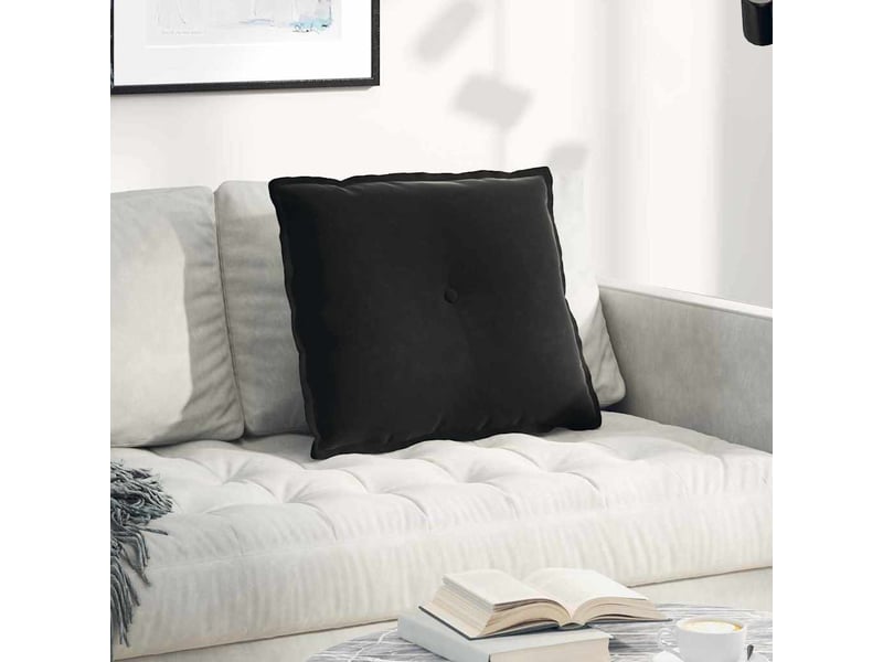 Coussin de dos, coussin de dossier noir 60 x 50 cm tissu en velours côtelé cf54848 - Conforama B