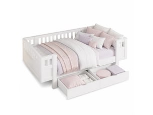 Lit avec rangement 90x200 cm OKWISH coloris blanc