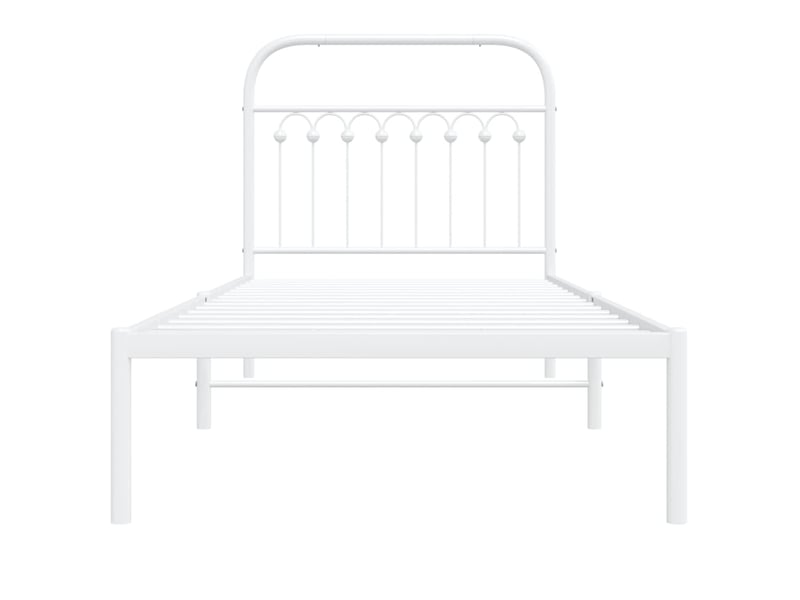  Lit simple- lit adulte -  cadre de lit métal sans matelas avec tête de lit blanc 90x190cm  - Conforama C