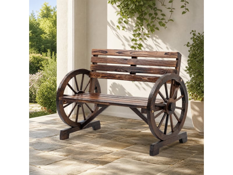 Banc de jardin,105,5x56x79 cm,2 places style rustique,bois,brun - Conforama B