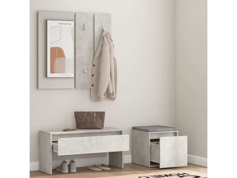  Ensemble de meubles de couloir gris béton bois d'ingénierie shl42753  - Conforama C