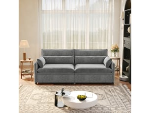 Canapé 3 places cloud chenille gris clair 206 cm convertible 3-en-1 avec rangement