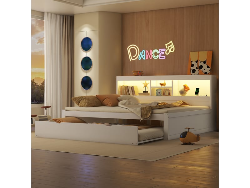  Lit convertible en panneaux de particules blanc 140x200 cm  - Conforama E