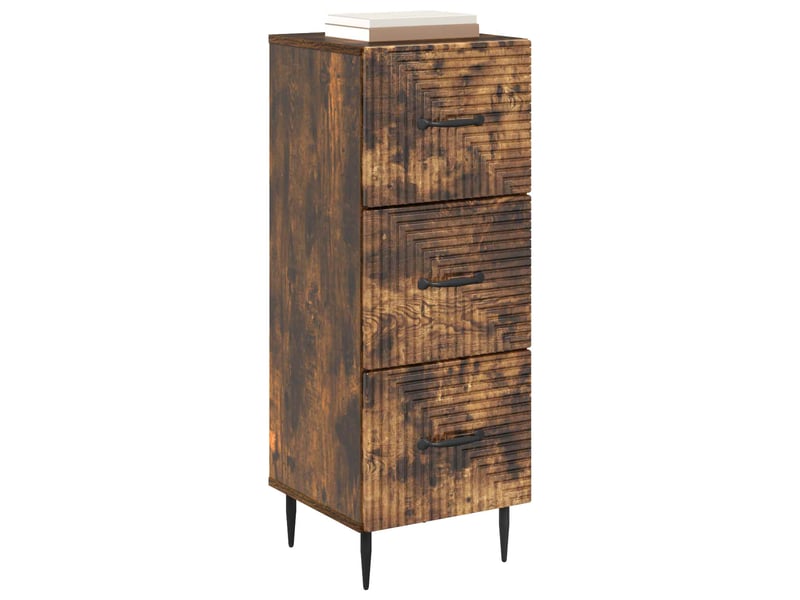  Armoire de rangement bureau, armoire à tiroirs chêne fumé 33 x 34,5 x 89,5 cm  - Conforama C