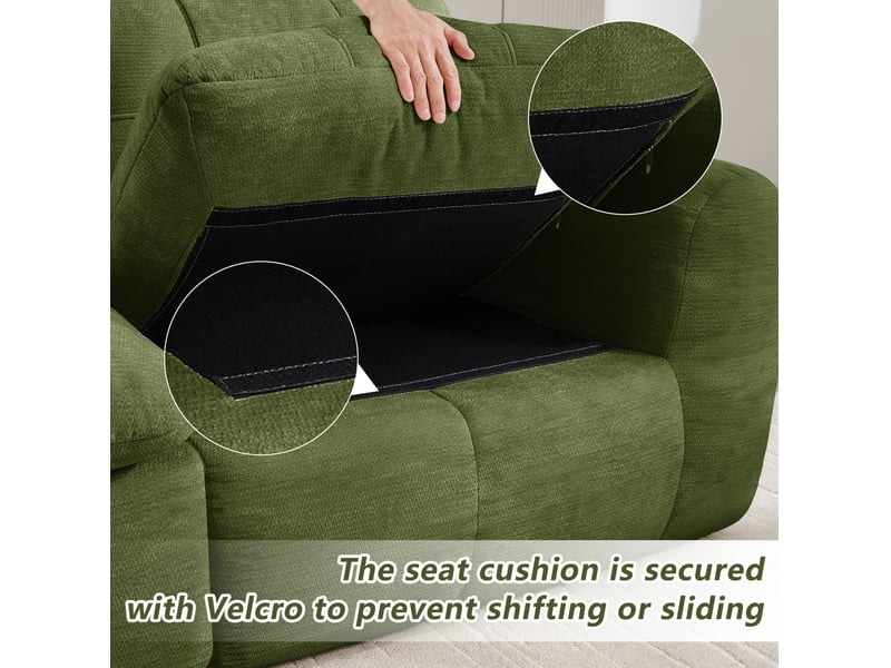  Canapé modulable en u 3 places avec 2 ottomans en chenille verte  - Conforama D