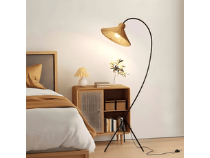Lampadaire en rotin tressé – sans ampoule