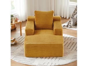 Chaiselongue 1 place 117x81x50 cm jaune en corduroy, sans montage pour salon, bureau ou appartement